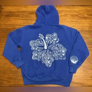 Pink Palm Puff Hoodie Sweatshirt Size XS